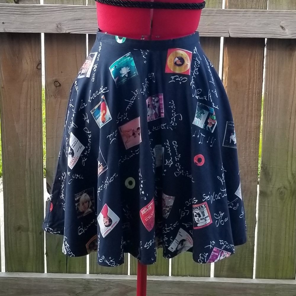 Retro Vintage Music Record Print rockabill pin up Anne Elisabeth Paris 50s skirt